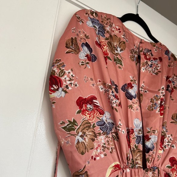 Cinq à Sept Martine Silk Cut-out Midi Dress Sz 10 Bare Rose Floral Tiered Skirt - Picture 10 of 10